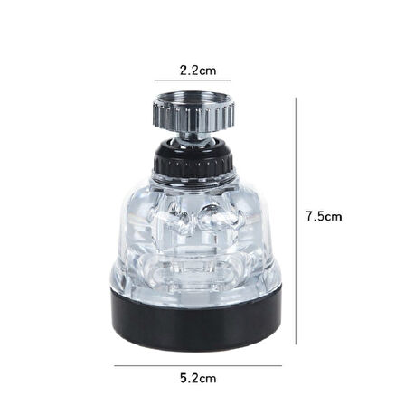 Su Tasarruflu  3 Fonksiyonlu  Oynar  Musluk Başlığı - Şeffaf (4915)