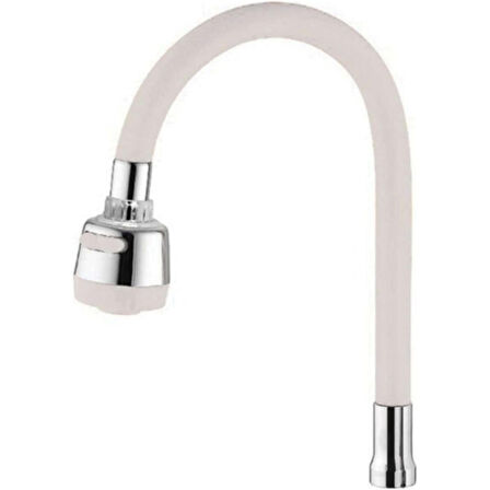 Renkli Silikonlu Oynar Başlıklı 2 Fonksiyonlu Spiral Musluk Başlığı - Beyaz (4915)