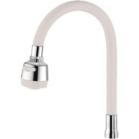 Renkli Silikonlu Oynar Başlıklı 2 Fonksiyonlu Spiral Musluk Başlığı - Beyaz (4915)