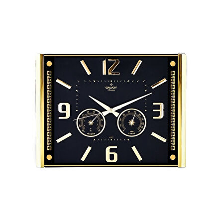 PREMİUM BAROMETRELİ ISI - NEM ÖLÇER KABARTMA RAKAMLI DUVAR SAATİ 41.5X32CM  707-A-1 (4915)