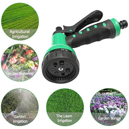 30 Metre Spiral Hortum + 4 Fonksiyonlu Özel Sulama Tabancası (4915)
