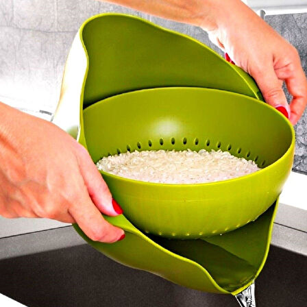 Çok Amaçlı 360 Derece Dönebilir Pratik Hazneli Mutfak Süzgeç Elek (4915)