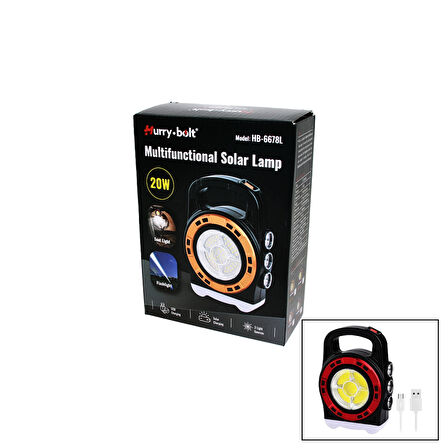 3IN1 20W SOLAR - USB ŞARJLI EL FENERİ - POWERBANK EL ÇANTASI MODELİ (4915)