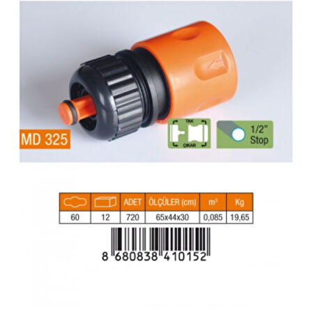 1/2 Hortum Bağlantı Adaptörü Stoplu (4915)