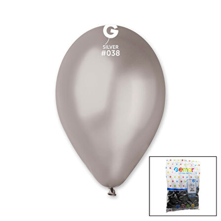 GM-110-38 METALİK - GÜMÜŞ BALON 11&amp;apos;&amp;apos; - 28CM - 100 PARÇA (4915)