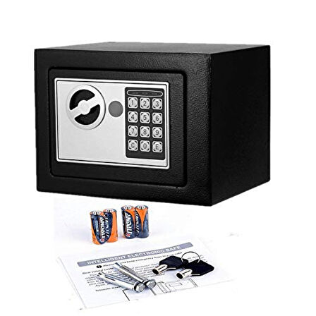 Elektronik Tuşlu Çelik Para Kasası Siyah (4915)