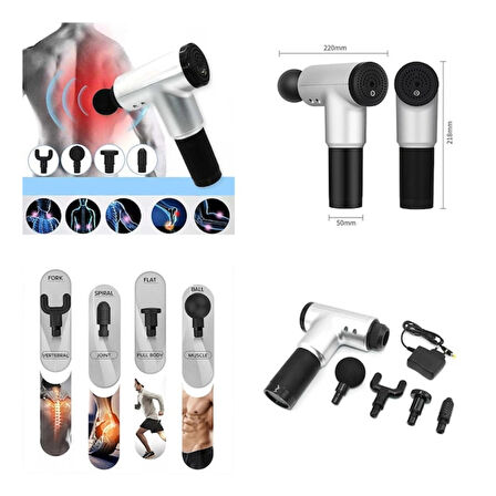 Sporcu Masaj Aleti 4 Başlıklı Şarjlı Titreşimli Yoğurmalı (4915)