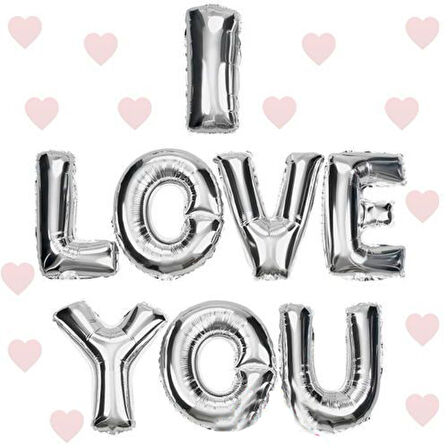 I Love You Folyo Balon Gümüş Renk 35 CM (4915)