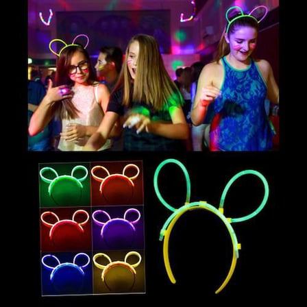 Glow Taç Fosforlu Taç Karışık Renk 12 Adet (4915)