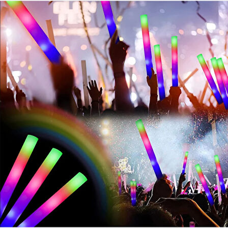 Led Işıklı Rengarenk Sünger Parti Çubuk Işıklı Kauçuk Sopa 46 Cm (4915)