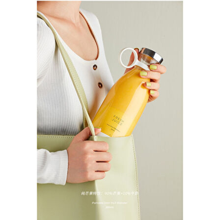 Taşınabilir Blender, Taşınabilir Mini Hızlı Blender 350ml Meyve Sıkacağı Kupası, Kablosuz Şarjlı, Smoothie Milkshake Suyu Bebek Maması için 4 Bıçaklı (4915)