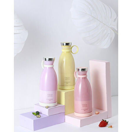 Taşınabilir Blender, Taşınabilir Mini Hızlı Blender 350ml Meyve Sıkacağı Kupası, Kablosuz Şarjlı, Smoothie Milkshake Suyu Bebek Maması için 4 Bıçaklı (4915)