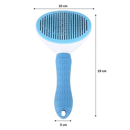 Kedi Köpek Tüy Toplayıcı Kendini Temizleyebilen Ergonomik Saplı Evcil Hayvan Tarağı Mavi (4915)
