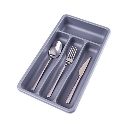 GRİ - 4 BÖLMELİ ÇEKMECE İÇİ KAŞIKLIK (4915)