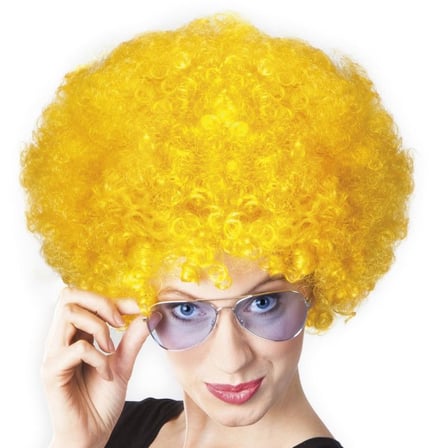 Sarı Renk Kıvırcık Afro Bonus Peruk (4915)