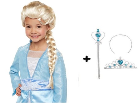 Örgülü Karlar Ülkesi Frozen Elsa Peruğu Tacı ve Sopası Çocuk Boy (4915)