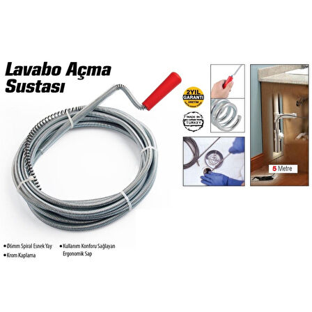 Lavabo Ve Gider Boruları Açacağı - Lavabo Açma Sustası - 5metre (4915)