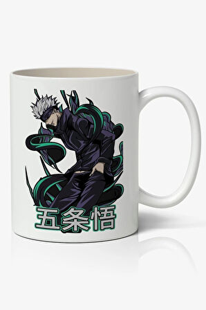 Jujutsu Kaisen Anime Baskılı Beyaz Porselen Kupa Bardak v1