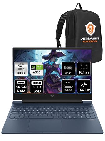 HP VİCTUS 16  i5-14500HX 48GB RAM 2TB SSD RTX4060/8GB 144Hz 16.1 FHD FDOS 9J260EA & PER4 ÇANTA
