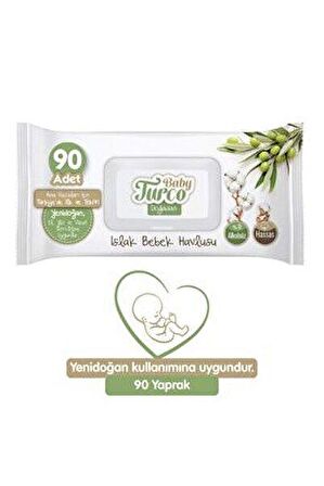 Baby Turco Doğadan Yenidoğan Alkolsüz 12 x 90 Yaprak 12 Paket Islak Mendil