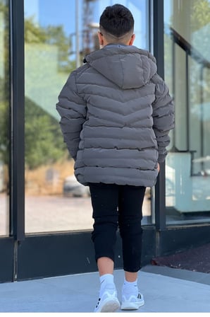 Erkek Çocuk Çıkarılabilir Kapüşonlu Sık Dikişli Nova Kumaş Kışlık Şişme Mont KM4016
