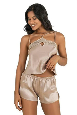 Aria's Closet Taş Saten Şort Takımı