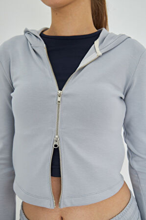 Özel Dikim Modal Kumaş  Fermuarlı Kapüşonlu Sweatshirt