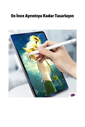 Galaxy Tab S6 Lite P610 Uyumlu Eğime Göre Çizgi Kalınlığı Değişen Şarjlı Dokunmatik Ekran Kalemi Stylus Pen