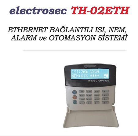 Electrosec TH-02ETH Isı ve Nem Takip Otomasyon Sistemi Ethernet TCP/IP Protokol +1 Prob +16V Adaptör