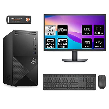 Dell Vostro 3910MT i3 12100 20GB 512GB SSD RX550/4GB FDOS N3563VDT3910 MASAÜSTÜ PC & 23.8" MONİTÖR