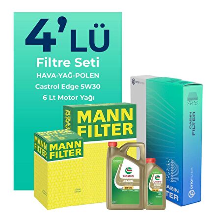 MANN Mercedes A180 Dizel Filtre Bakım Seti Castrol Motor Yağlı (2018-2022) 4 Lü