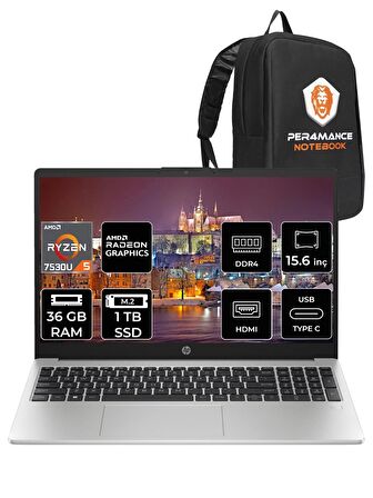 HP 255 G10 Ryzen 5 7530U 36GB RAM 1TB SSD 15.6'' FHD FDOS 8A547EA & PER4 ÇANTA