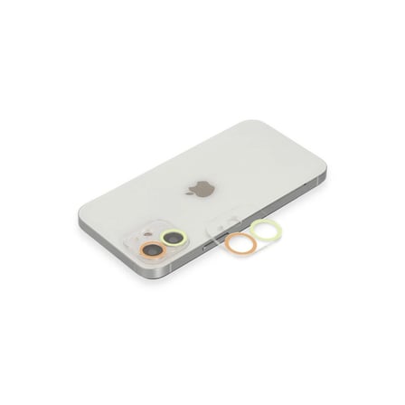 Apple İphone 12 Renkli Kamera Lens Koruma Cam - Sarı-turuncu