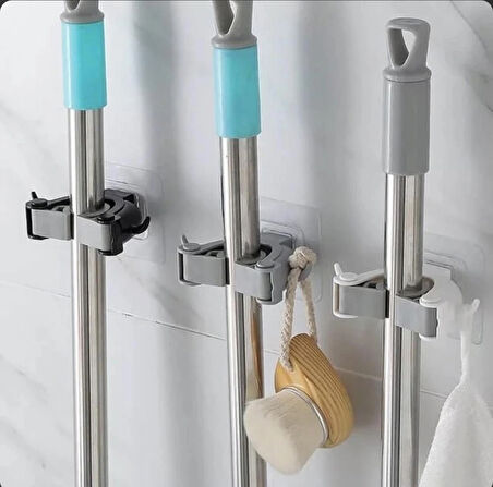 2li Kendinden Yapışkanlı Süpürge ve Mop Tutucu