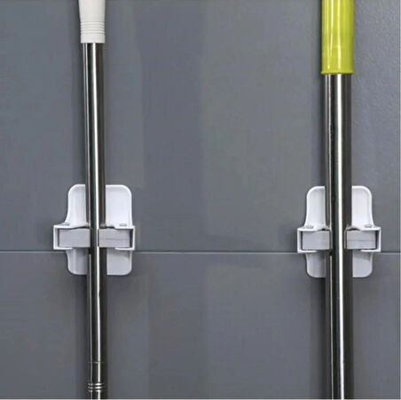 2li Kendinden Yapışkanlı Süpürge ve Mop Tutucu