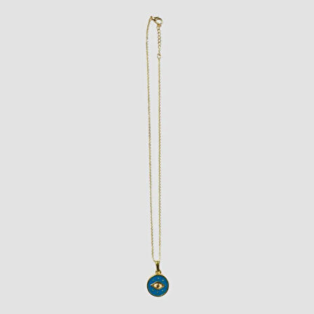 Uretti - Erhan 7929 -  El Yapımı Mavi Göz Kolye  -  Sarı  / 25cm