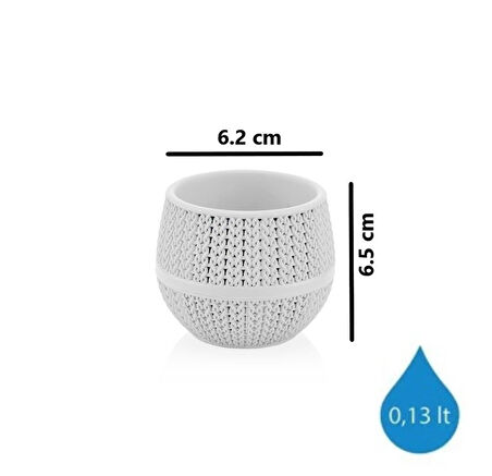 Omnipazar SO-ASR1 Dekoratif Örgü Desen Amasra Saksı 0.13 Litre 6'lı Set 