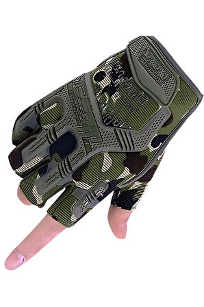 Mechanix Yarım Parmak Eldiven- Taktik Destekli Kadın&Erkek unisex Eldiven KAMUFLAJ-L