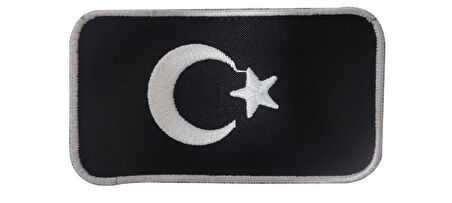 Single Sword BAYRAK Nakış Patch - Peç 10 Cm X 4,5 Cm SİYAH