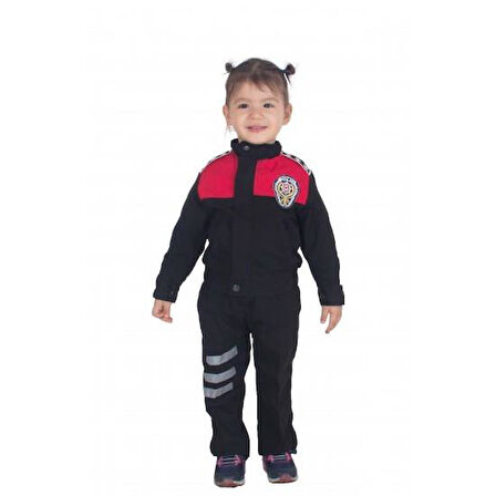 Kız&Erkek Çocuk Polis Kıyafeti (Şapka, Gömlek, Pantolon Takımı) Yeni Model KIRMIZI-2