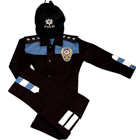 Kız&Erkek Çocuk Polis Kıyafeti (Şapka, Gömlek, Pantolon Takımı) Yeni Model MAVİ-10