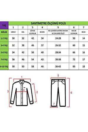 Kız&Erkek Çocuk Polis Kıyafeti (Şapka, Gömlek, Pantolon Takımı) Yeni Model MAVİ-10