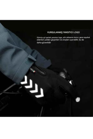 Single Sword Su Geçirmez Softshell Unisex Bisiklet, Motosiklet Eldiven Dokunmatik Kışlık Rüzgar Geçirmez Kaymaz(SİYAH-M)