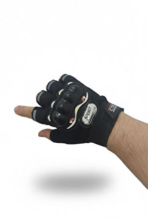 Unisex Korumalı Yarım Bisiklet Motorsiklet Eldiveni Parmaksız