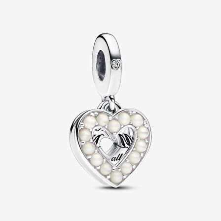 Sedefli Beyaz Kalp Çift Sallantılı Charm 792649C01