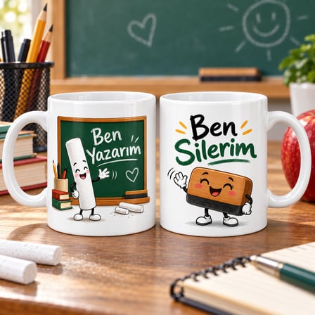 Ben Yazarım / Ben Silerim 2'li Porselen Kupa Seti - MODEL 440