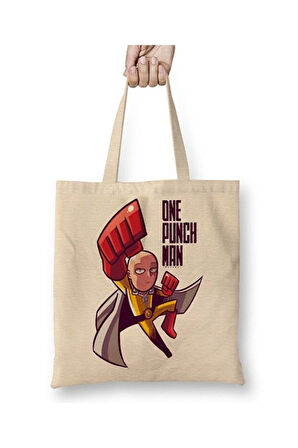 One Punch Man Bez Çanta Uzun Saplı Alışveriş Çantası Plaj Çantası