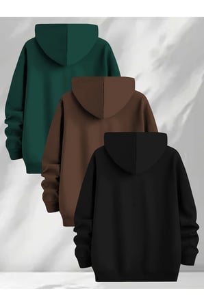 Çok Renkli Baskılı kapuşonlu Sweatshirt 3'lü Fırsat Paketi
