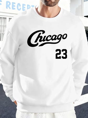Chicago Number 23 Baskı Spor Temelleri Sokak Giyimi Erkek Günlük Moda Kazak Büyük Beden Bol K