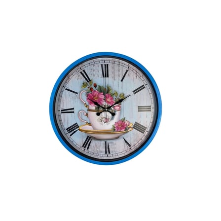 Blue Flower 36 Cm Mavi Duvar Saati iegxx